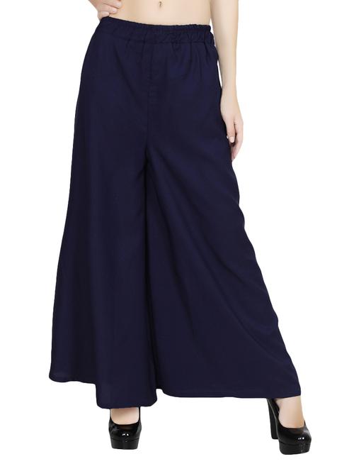 solid navy blue crepe palazzo - 13924311 -  Standard Image - 0