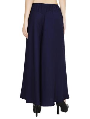 solid navy blue crepe palazzo - 13924311 - Standard Image - 3