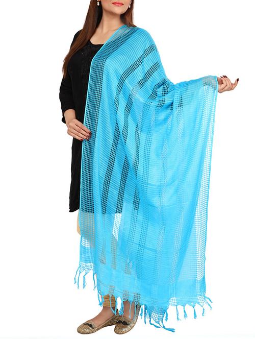 turquoise viscose woven dupatta - 13925297 - Standard Image - 1