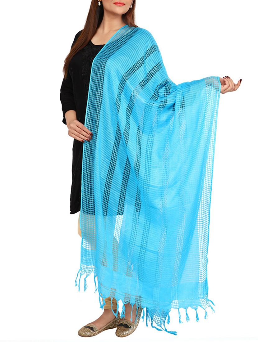 turquoise viscose woven dupatta - 13925297 - Zoom Image - 1