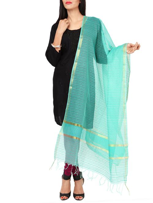 turquoise viscose woven dupatta - 13925299 - Standard Image - 1