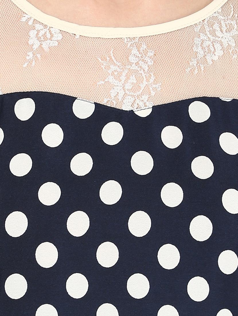blue crepe sheath dress with lace yoke - 13926918 - Zoom Image - 4