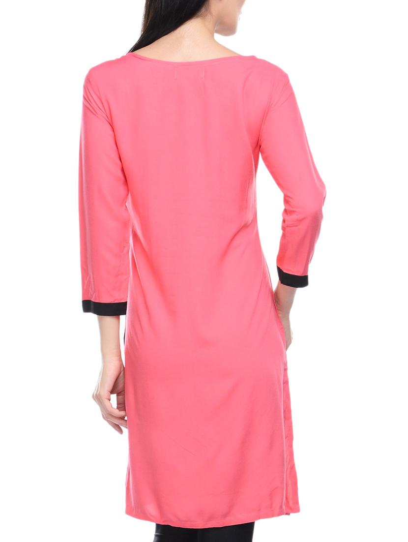 pink viscose kurta - 13927487 - Zoom Image - 2
