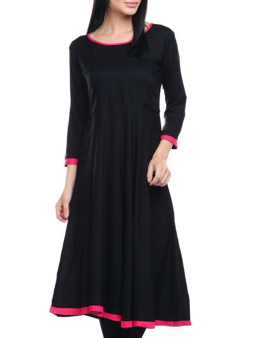 black viscose kurta - 13927489 - Standard Image - 1