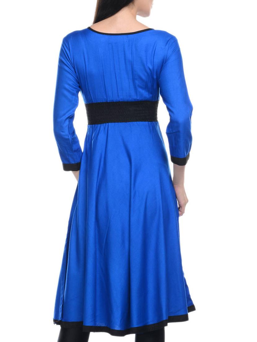blue rayon flared kurta - 13927495 - Zoom Image - 2