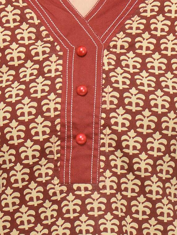 brown rayon straight kurta - 13927500 - Zoom Image - 3