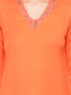orange rayon straight kurta - 13927541 - Standard Image - 3