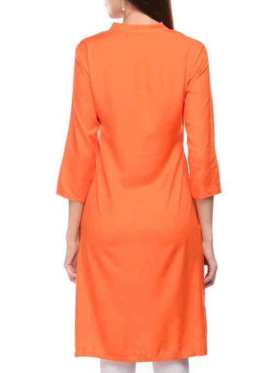orange rayon straight kurta - 13927541 - Zoom Image - 2