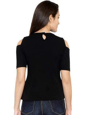 crew neck cold shoulder top - 13933630 - Standard Image - 3