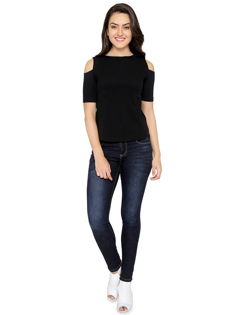 crew neck cold shoulder top - 13933630 - Zoom Image - 4