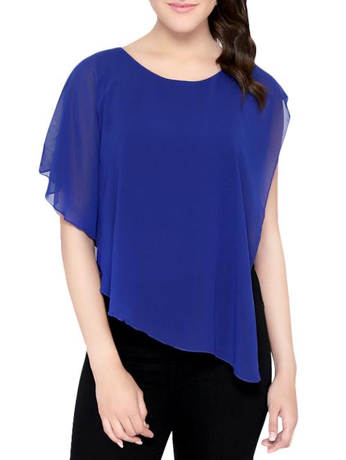blue georgette asymmetric top - 13933637 - Standard Image - 1
