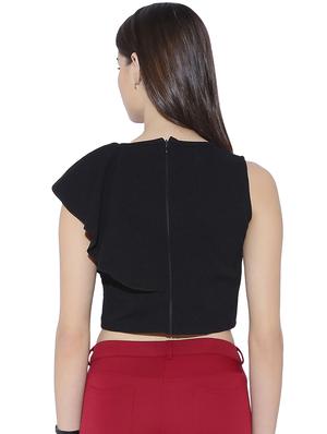 ruffle detail solid crop top - 13933674 - Standard Image - 3