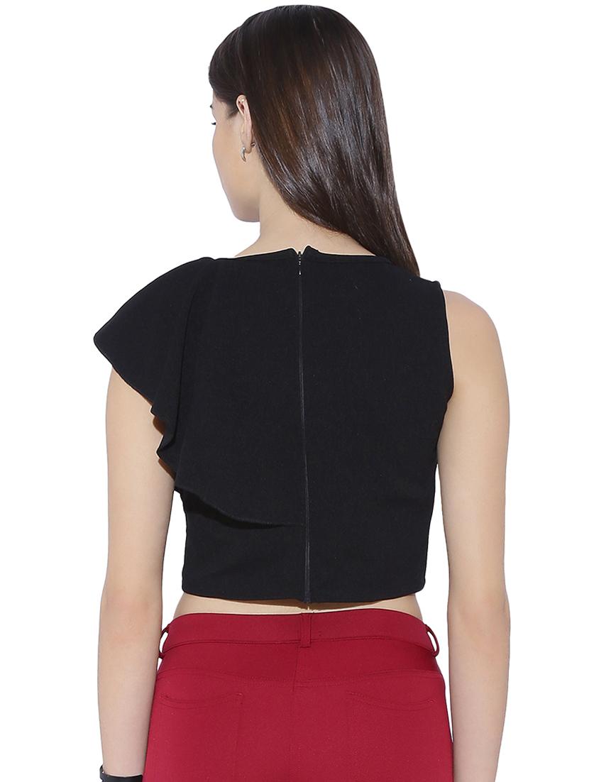 ruffle detail solid crop top - 13933674 - Zoom Image - 3
