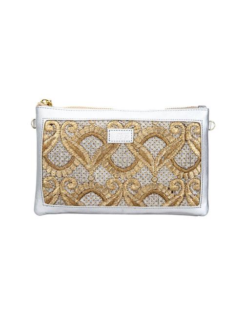 silver leatherette  pouch clutch - 13933811 -  Standard Image - 0