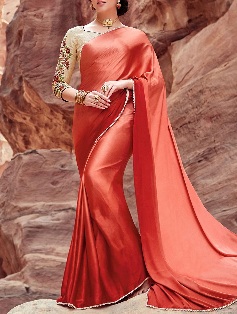 Ombre satin saree with blouse - 13934175 - Zoom Image - 1
