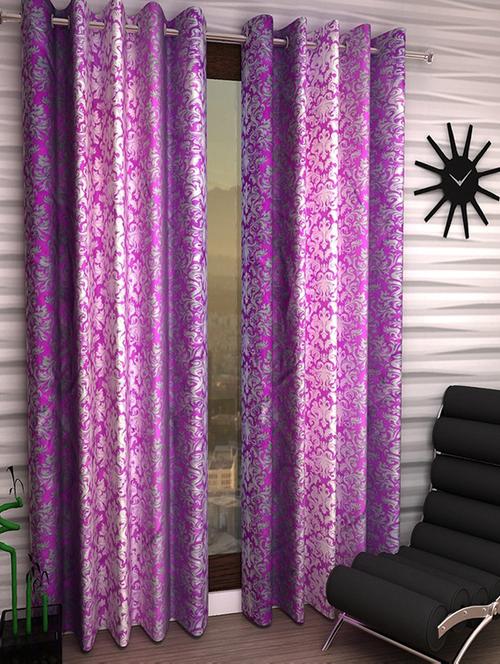 flossy purple polyester set of 2 door curtain - 13935036 - Standard Image - 1