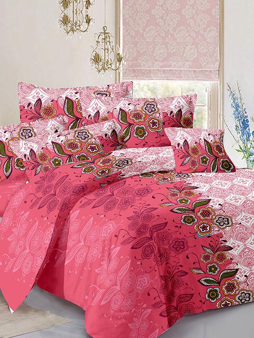 welhouse pink super soft cotton double bed sheet with 2 contrast pillow covers - 13935631 - Standard Image - 1