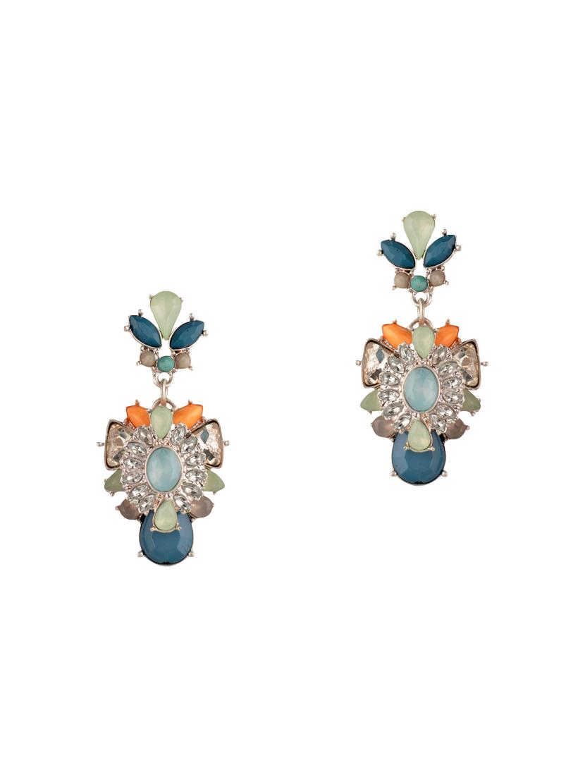 Blue Silver Tone Stone Earrings - 13937003 - Zoom Image - 1