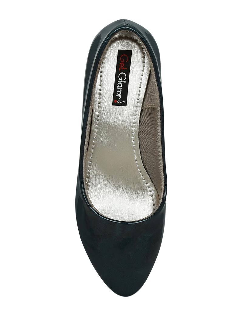 navy faux leather slip on pumps - 13937984 - Zoom Image - 4