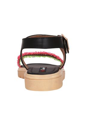 black faux leather ankle strap sandals - 13938063 - Standard Image - 3