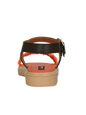 orange faux leather ankle strap sandals - 13938065 - Standard Image - 3