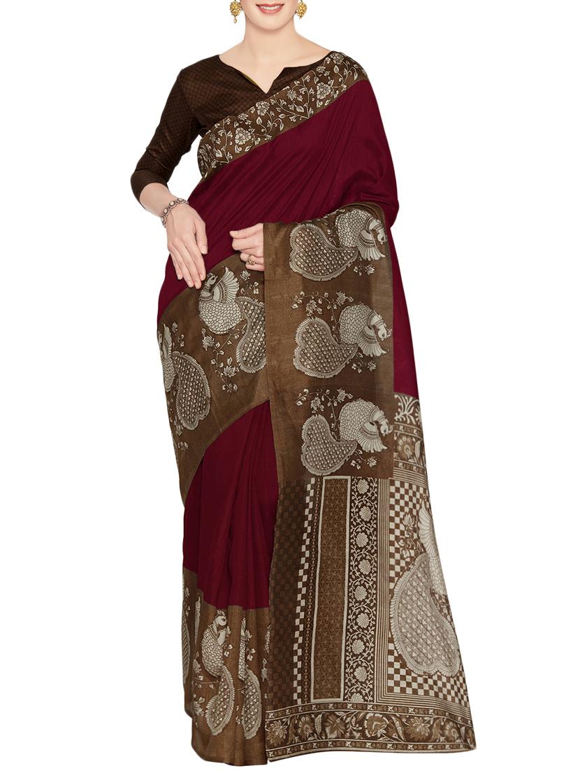 magenta art silk bhagalpuri saree with blouse - 13940415 - Zoom Image - 1