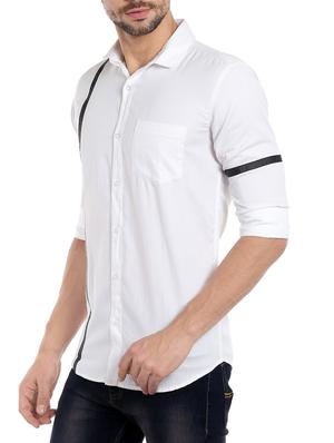 white cotton blend casual shirt - 13940566 - Standard Image - 2
