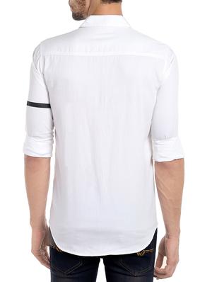 white cotton blend casual shirt - 13940566 - Standard Image - 3
