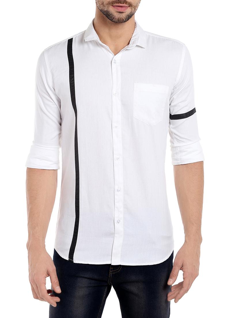 white cotton blend casual shirt - 13940566 - Zoom Image - 1