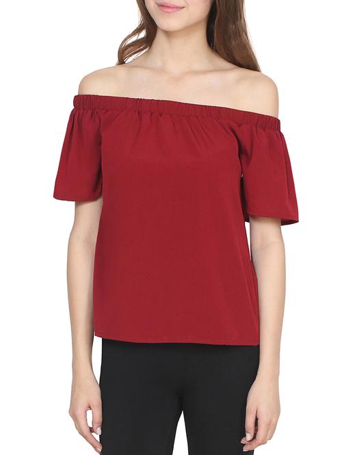 red poly crepe regular top - 13941200 - Standard Image - 1