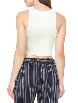 white poly spandex crop top - 13941209 - Standard Image - 3