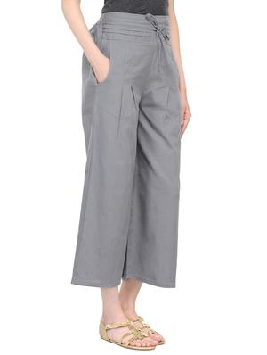 grey cotton wide leg trouser - 13947131 - Standard Image - 2