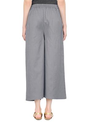 grey cotton wide leg trouser - 13947131 - Standard Image - 3