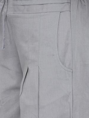 grey cotton wide leg trouser - 13947131 - Standard Image - 4