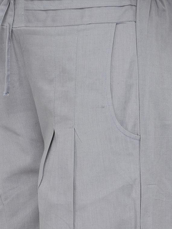grey cotton wide leg trouser - 13947131 - Zoom Image - 4