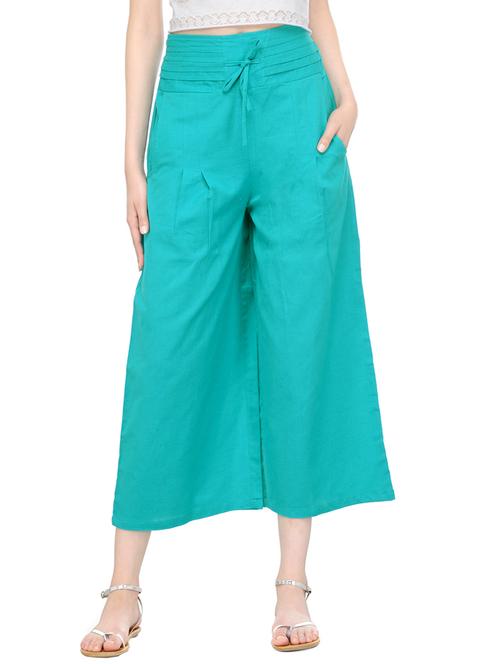 green cotton wide leg trouser - 13947134 - Very Small Image - 1