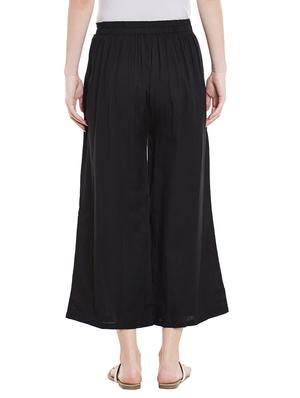 black cotton wide leg trouser - 13947142 - Standard Image - 3
