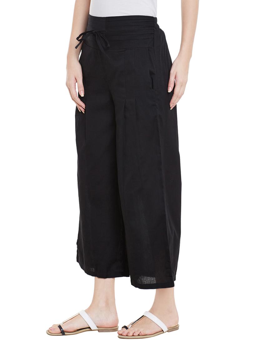 black cotton wide leg trouser - 13947142 - Zoom Image - 2