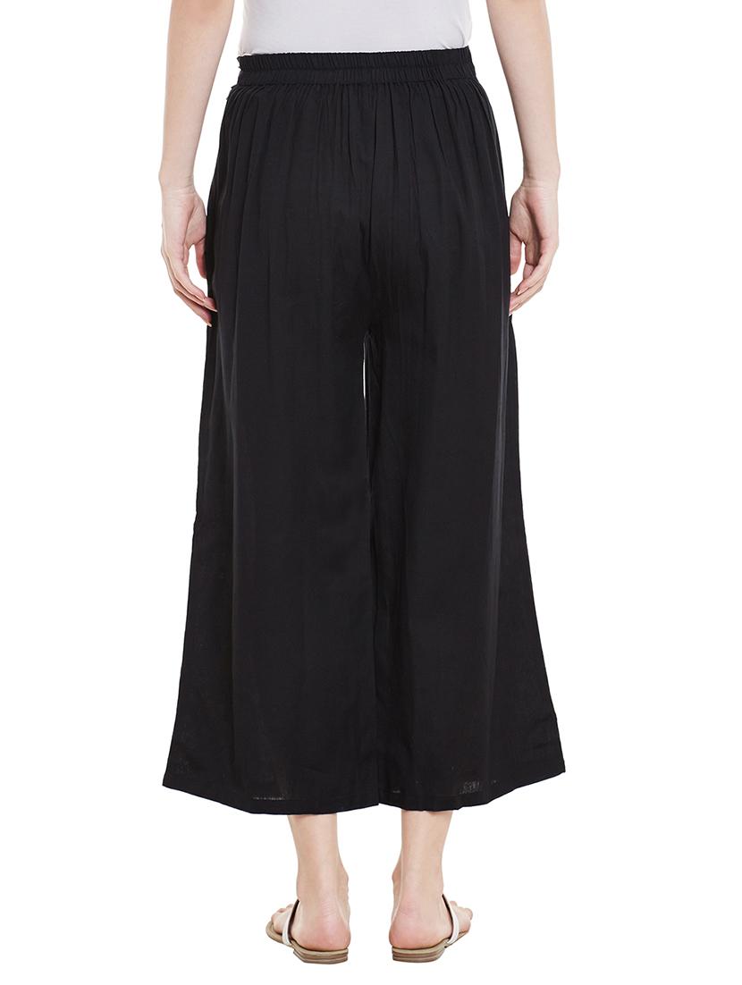 black cotton wide leg trouser - 13947142 - Zoom Image - 3
