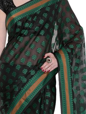 black art silk woven saree with blouse - 13948219 - Standard Image - 3