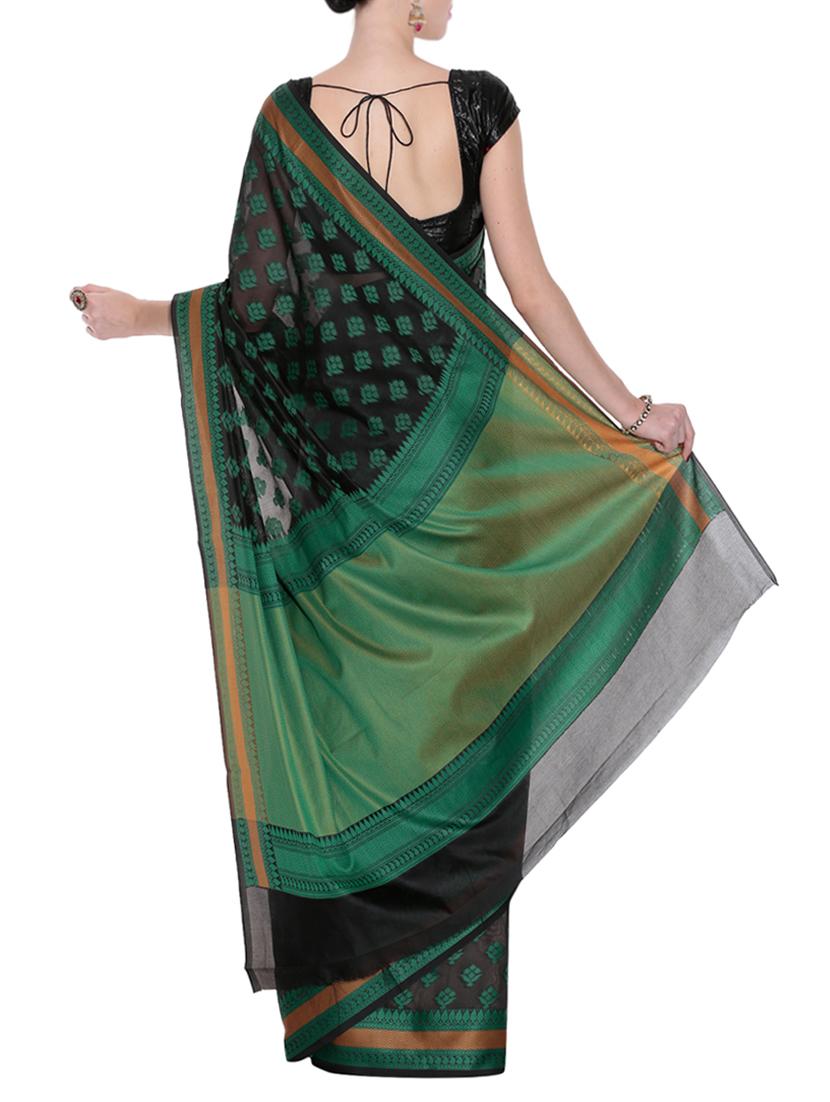 black art silk woven saree with blouse - 13948219 - Zoom Image - 2