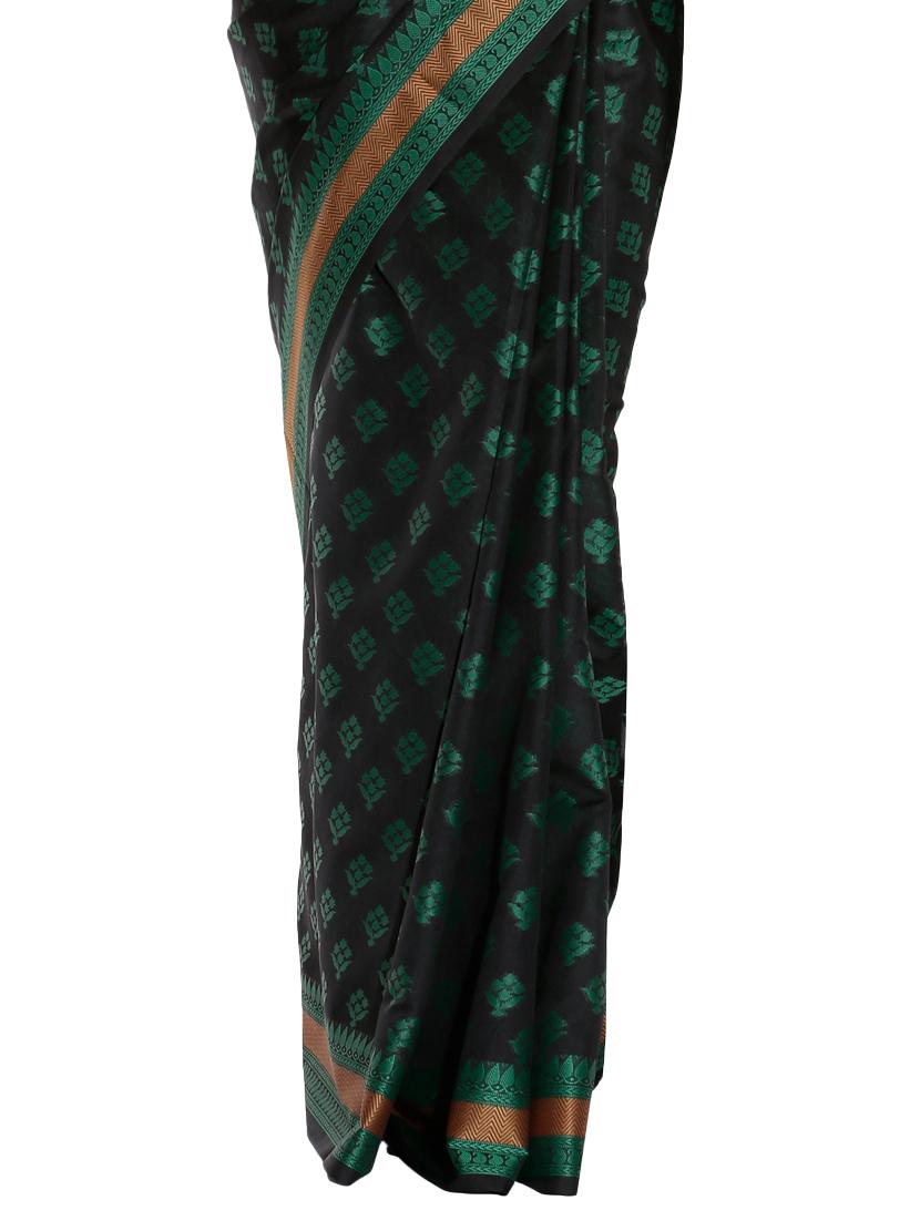 black art silk woven saree with blouse - 13948219 - Zoom Image - 4