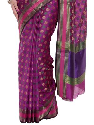 purple art silk woven saree with blouse - 13948228 - Standard Image - 4