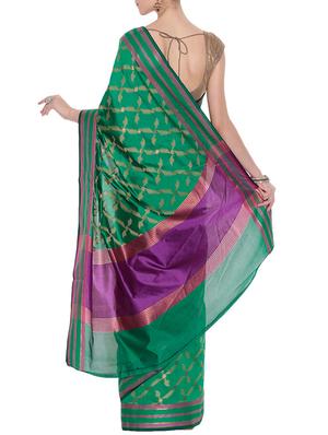 green woven art silk saree with blouse - 13948244 - Standard Image - 2
