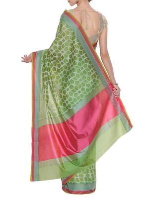 mehandi green woven cotton silk saree with blouse - 13948246 - Standard Image - 2