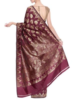 purple art silk woven saree with blouse - 13948272 - Standard Image - 2
