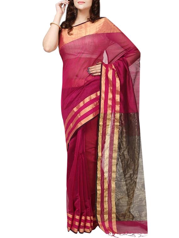 pink cotton maheshwari cotton saree with blouse - 13948286 - Zoom Image - 1