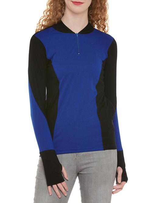 thumb hole sleeved color block tee - 13949987 - Standard Image - 1