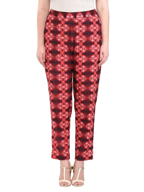 printed red crepe peg trouser - 13952117 - Standard Image - 1