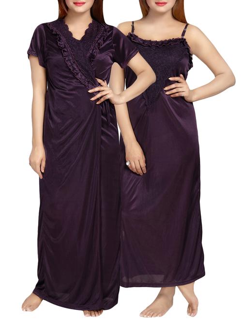 purple polyester gowns & kimono - 13956962 - Very Small Image - 1